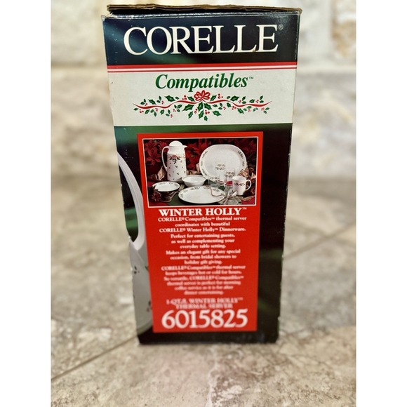 Vintage Corelle Compatibles Winter Holly Christmas 1 QT‎ Thermal Server-Carafe - Picture 7 of 11